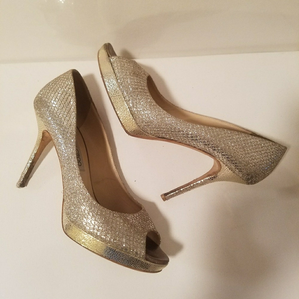 Jimmy Choo - Sparkly Open Toe Heels - image 7